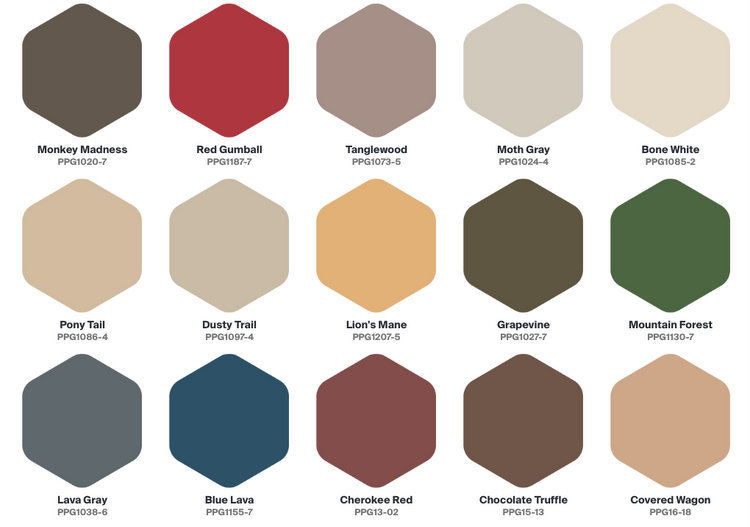 Color palette sample with earth tone and natural colors